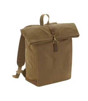 Heritage waxed canvas leather accent backpack one size desert sand Quadra