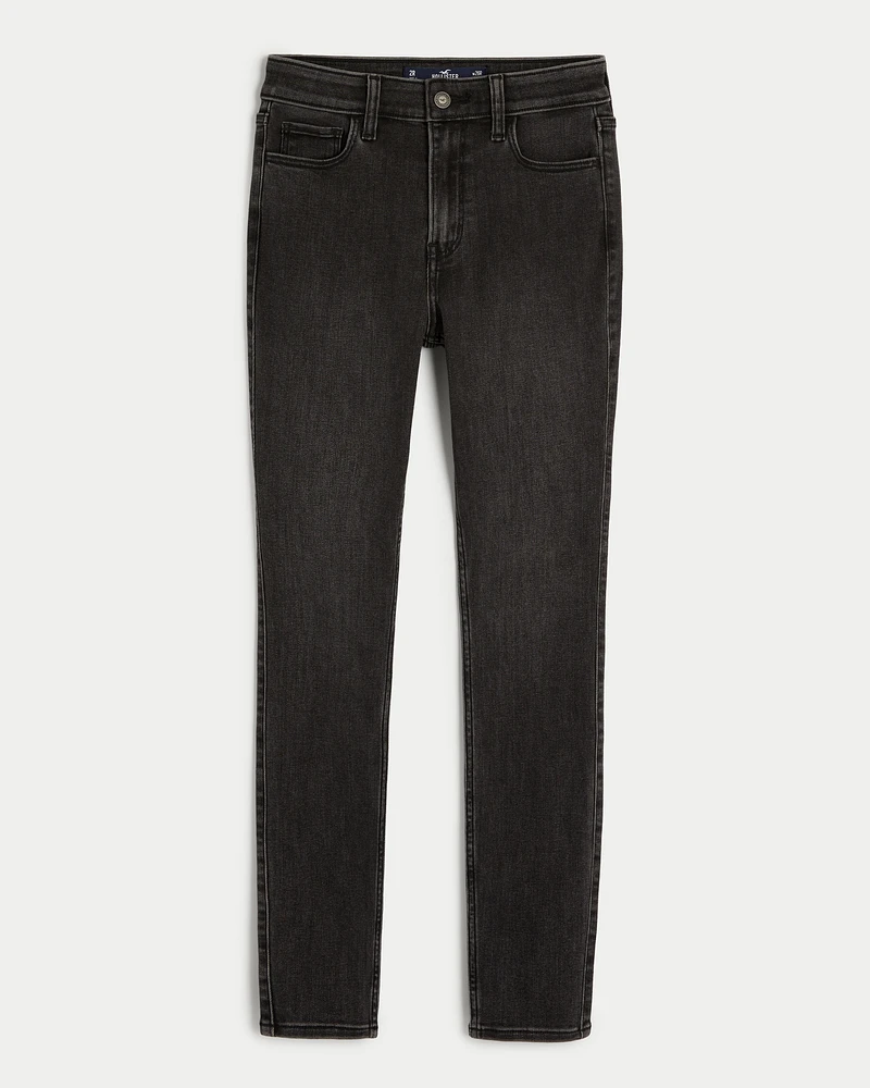 High-Rise Washed Black Super Skinny Jeans