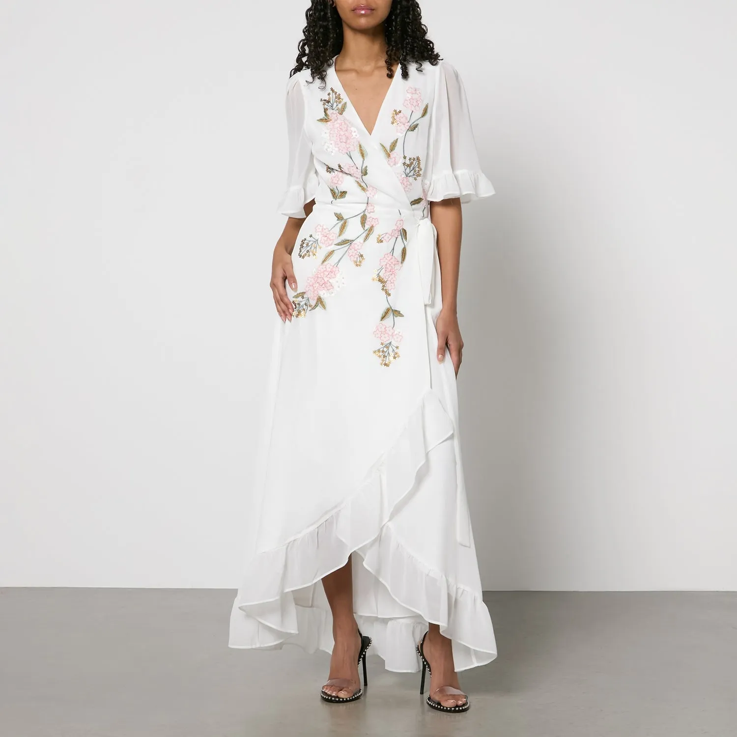 Hope & Ivy Amberley Embellished Chiffon Wrap Maxi Dress