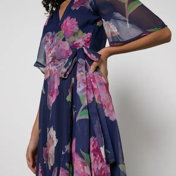 Hope & Ivy Ashia Floral-Print Chiffon Wrap Maxi Dress