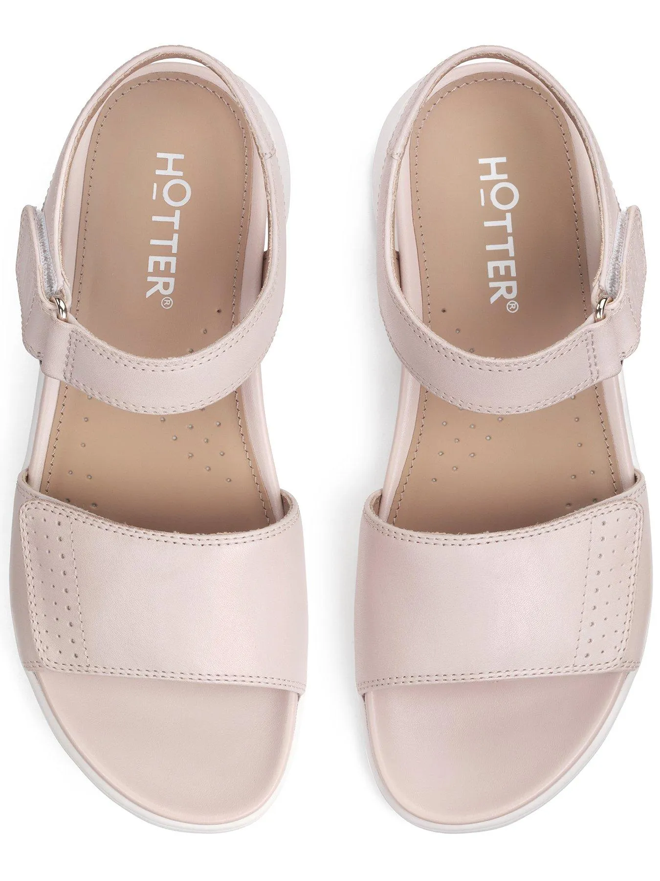 Hotter Sandals Leather Standard Saunter - Blush-le