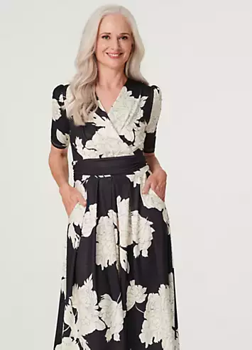 Izabel London Floral Faux Wrap Midi Dress | Kaleidoscope