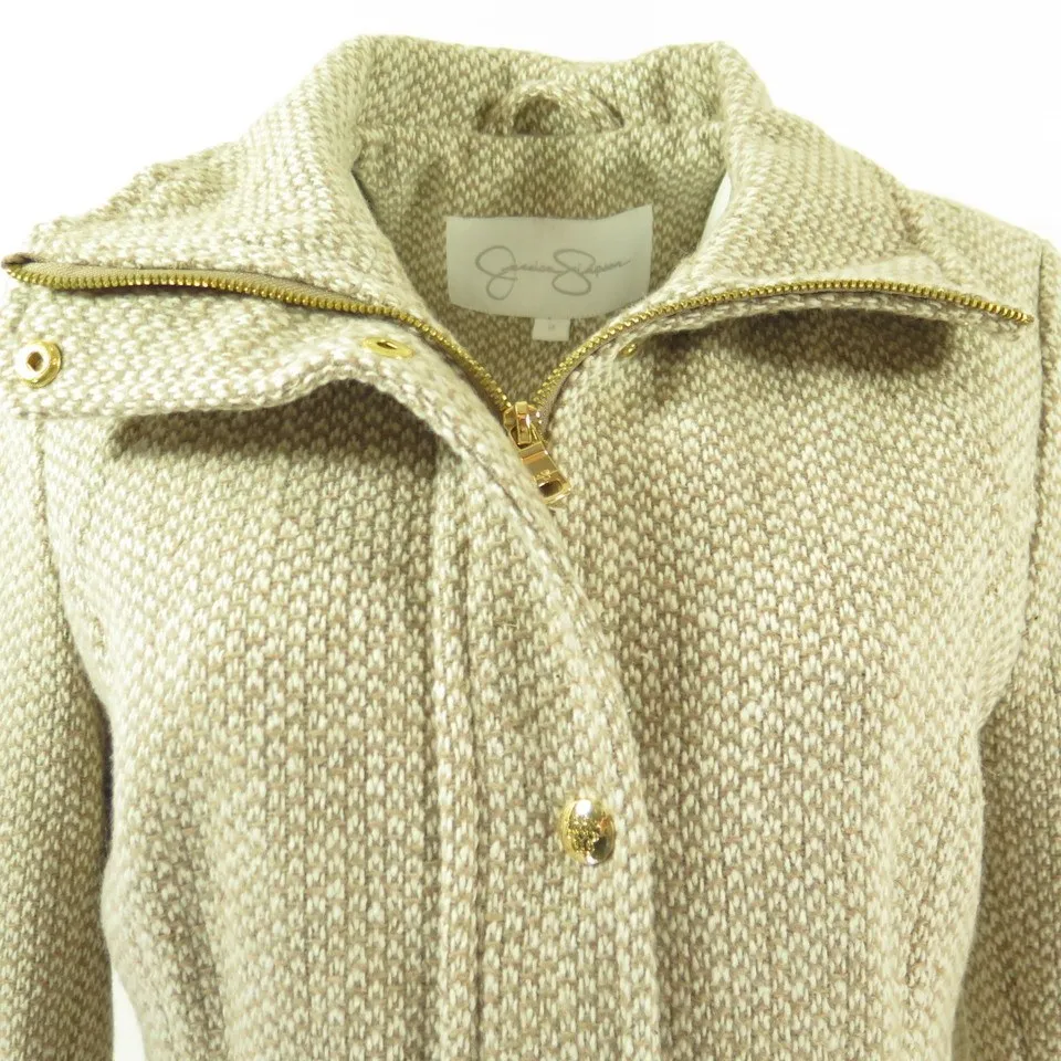 Jessica Simpson Jacket Womens Medium 8 New Gold Wool Rayon Blend NWT