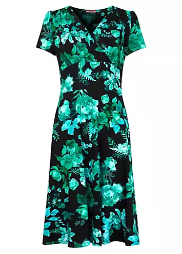 Joe Browns Icy Winter Floral Wrap Front Knee-Length Jersey Dress | Kaleidoscope