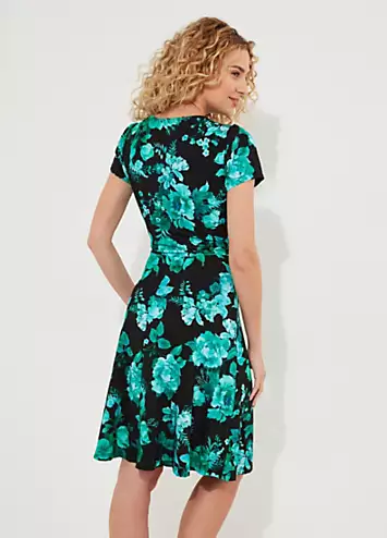 Joe Browns Icy Winter Floral Wrap Front Knee-Length Jersey Dress | Kaleidoscope