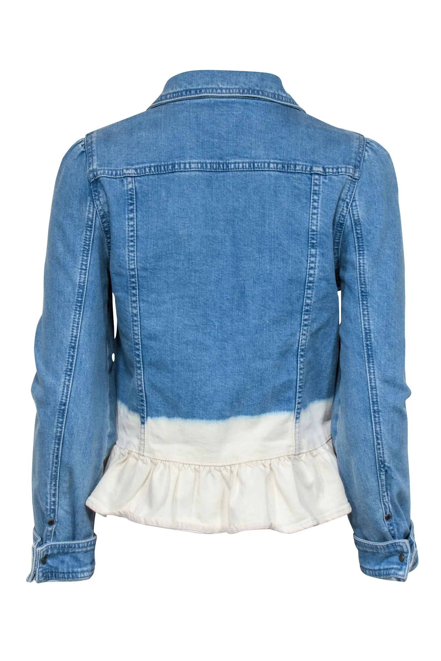 Kate Spade - Medium Wash Denim Bleach Dye Peplum Jacket Sz S