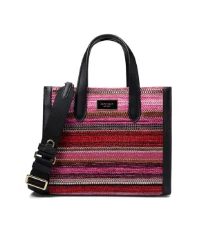 Kate Spade New York Manhattan Striped Metallic Fabric Small Tote