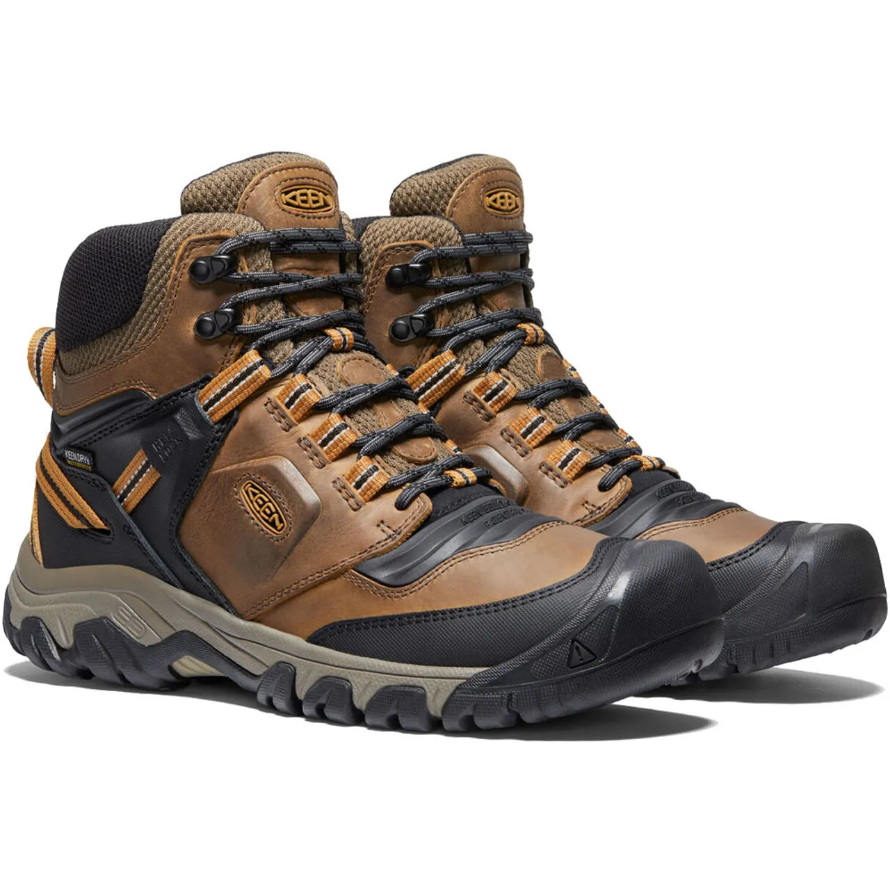 KEEN Men's Ridge Flex Waterproof Boot - Bison / Golden Brown (Wide Width)