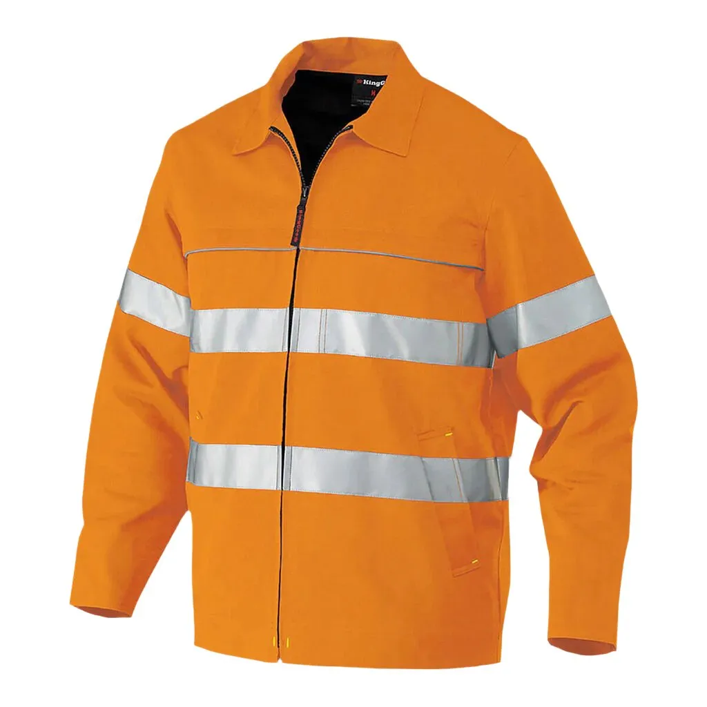 King Gee Hi-Vis Reflective Nano-tex Cotton Drill Work Jacket (K55805)-