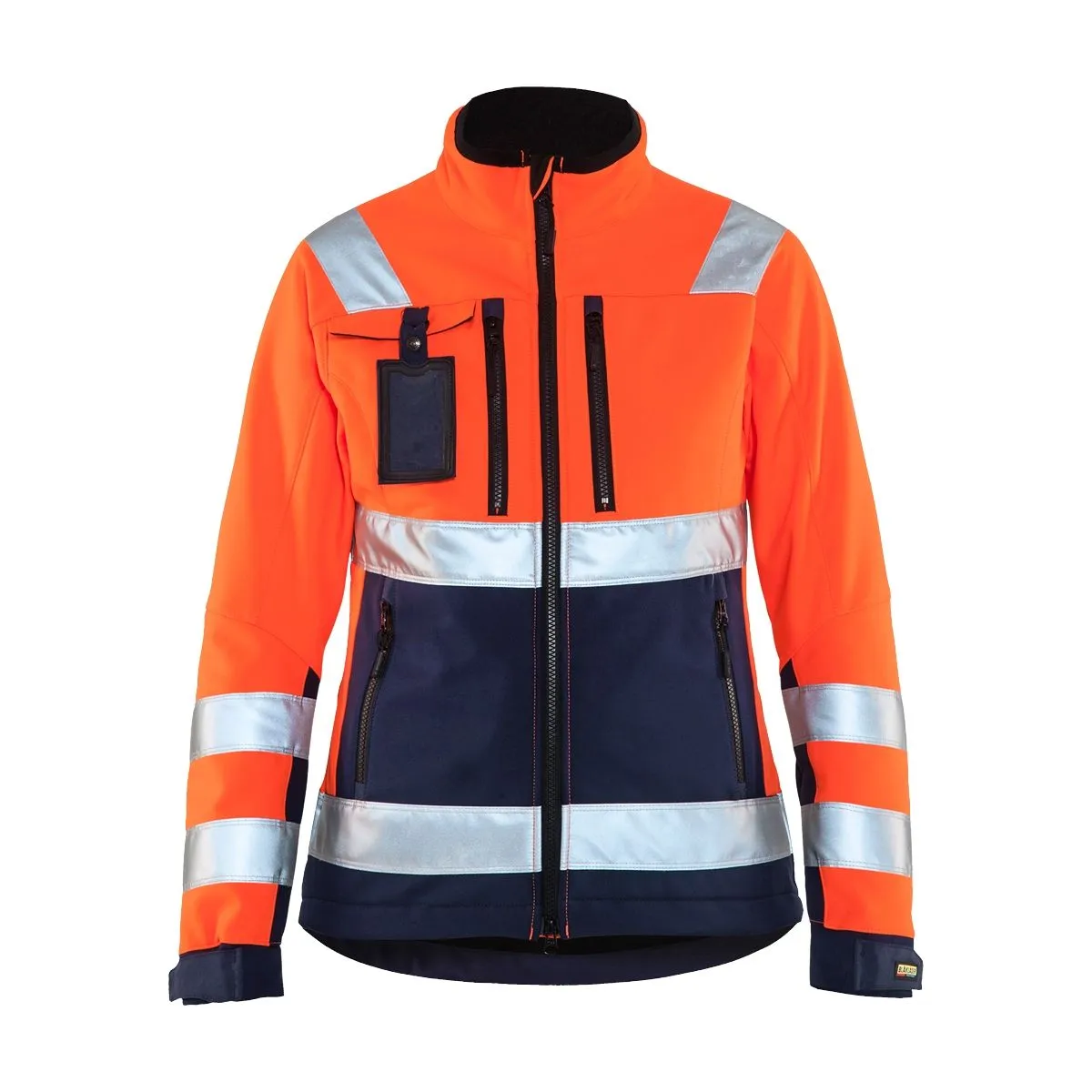 Ladies High Vis Softshell Jacket 4902 High Vis Geel/Marineblauw - Blå