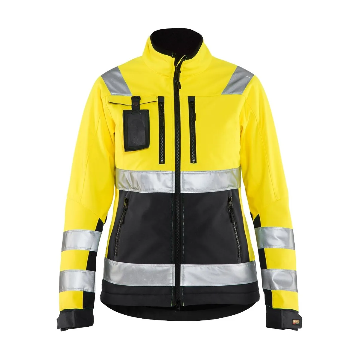 Ladies High Vis Softshell Jacket 4902 High Vis Geel/Marineblauw - Blå