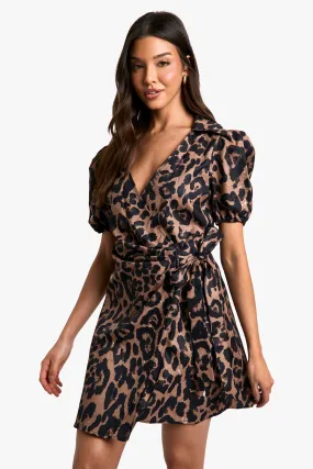 Leopard Wrap Smock Dress