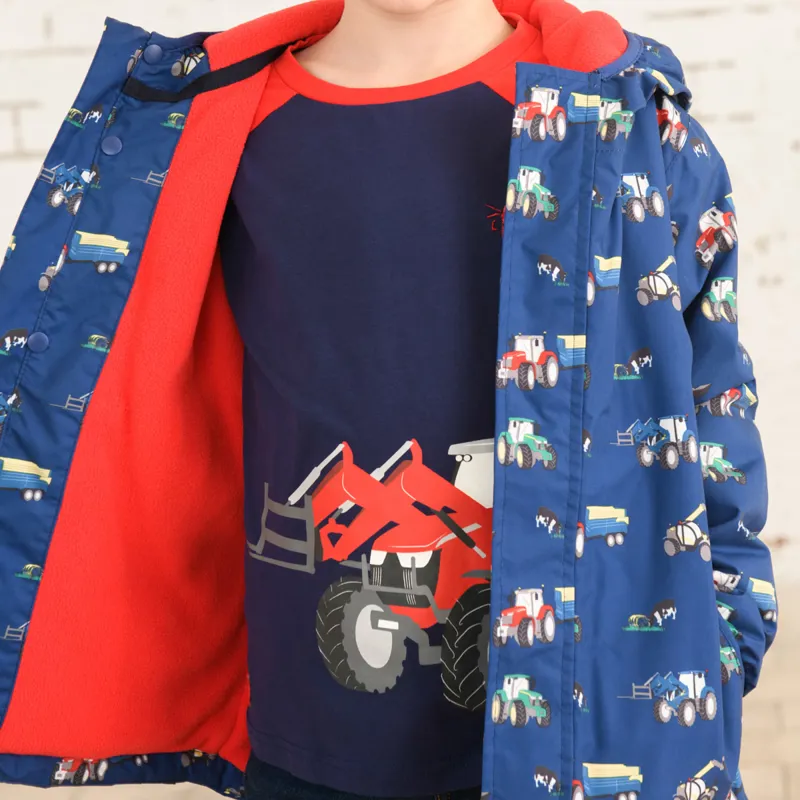 Lighthouse Finlay Junior Boys Waterproof Jacket - Navy Blue Tractor