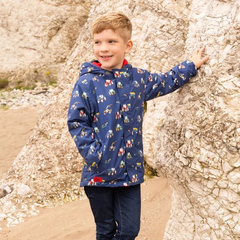 Lighthouse Finlay Junior Boys Waterproof Jacket - Navy Blue Tractor