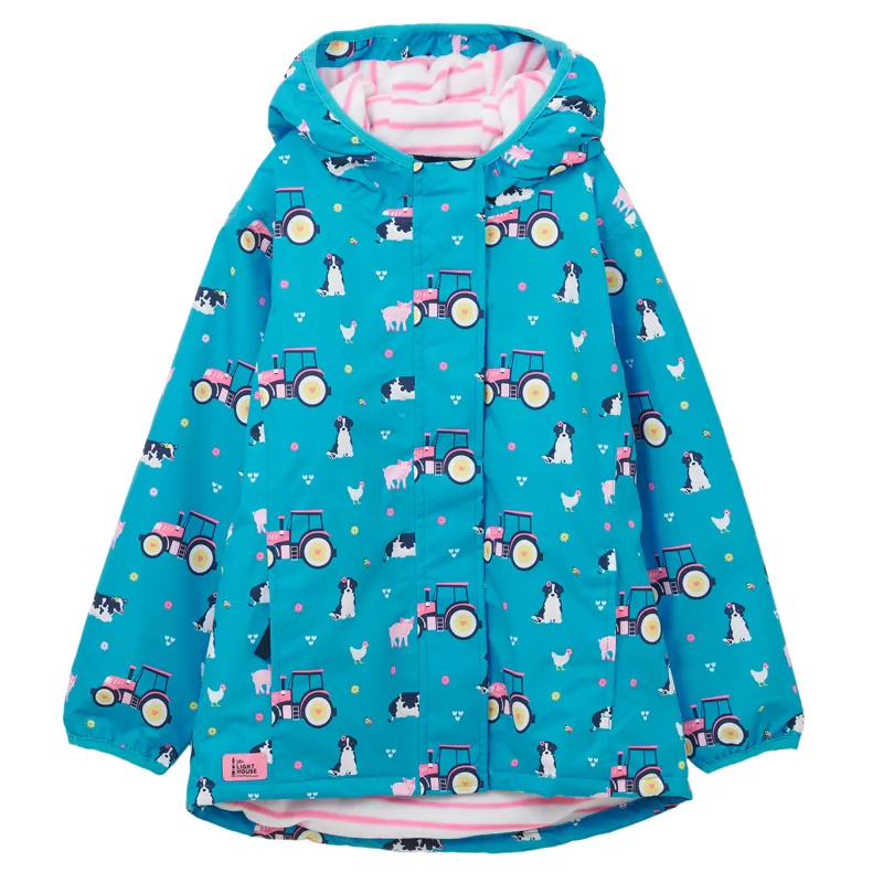 Lighthouse Freya Junior Girls Waterproof Jacket - Teal Farm Print