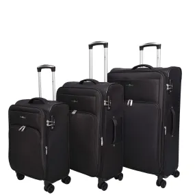 Lightweight Soft Suitcase 8 Wheel Expandable Luggage Pokeno Black