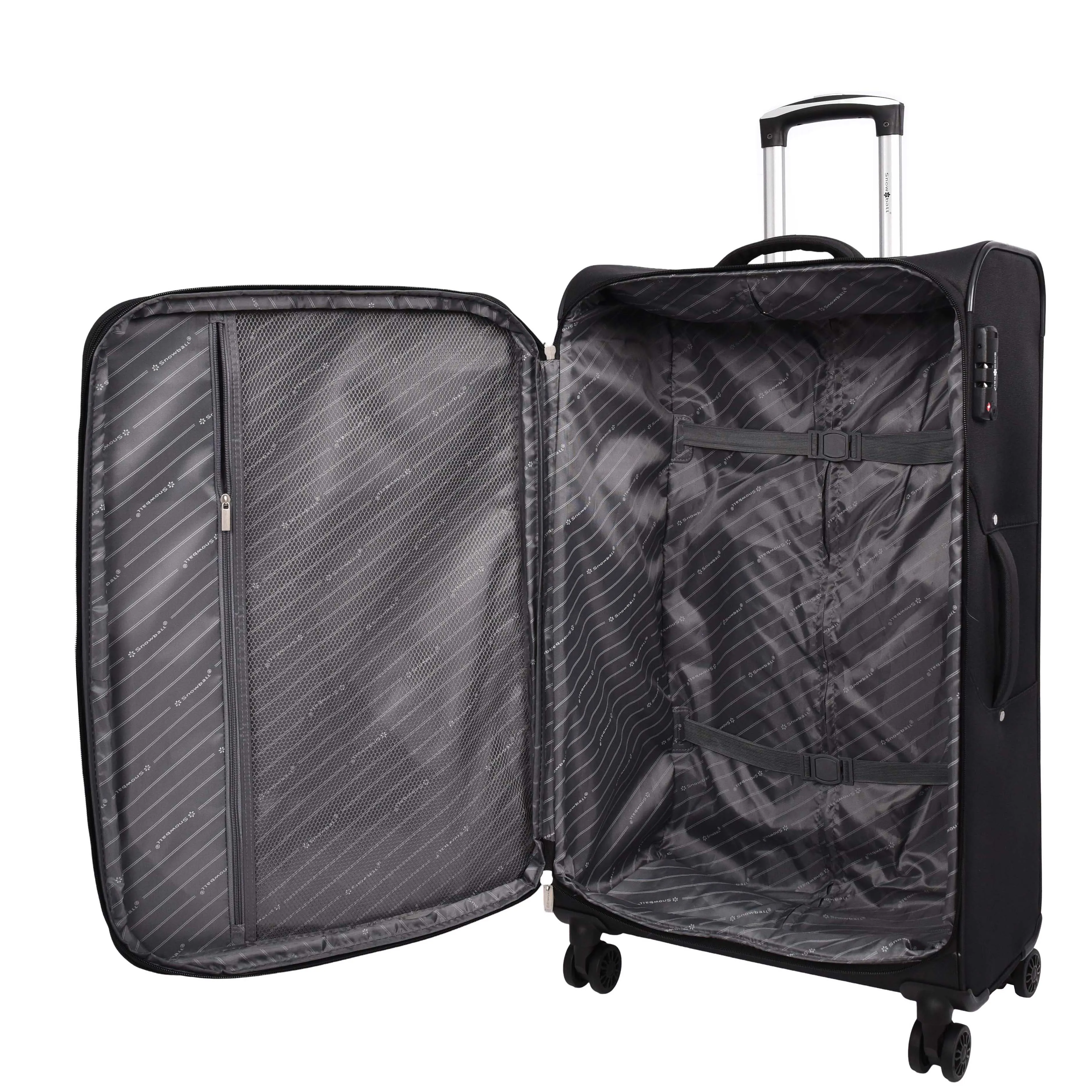 Lightweight Soft Suitcase 8 Wheel Expandable Luggage Pokeno Black