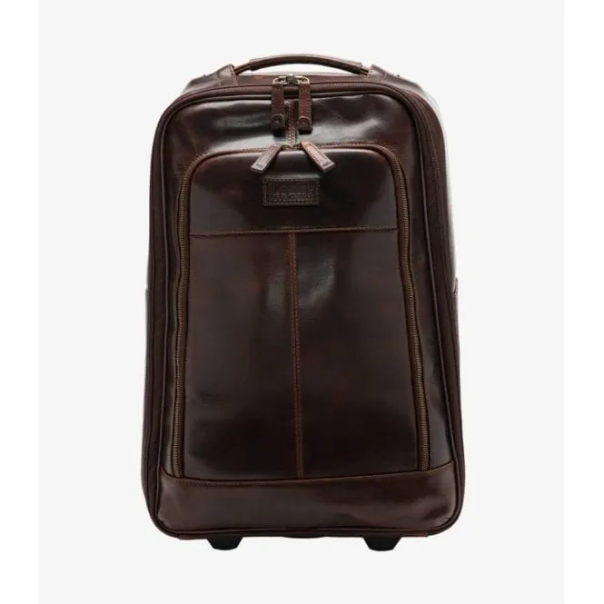 Loake Paris Leather Wheeled Suitcase in Brown