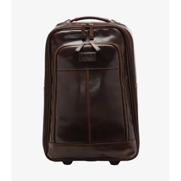 Loake Paris Leather Wheeled Suitcase in Brown