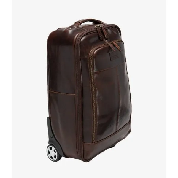 Loake Paris Leather Wheeled Suitcase in Brown