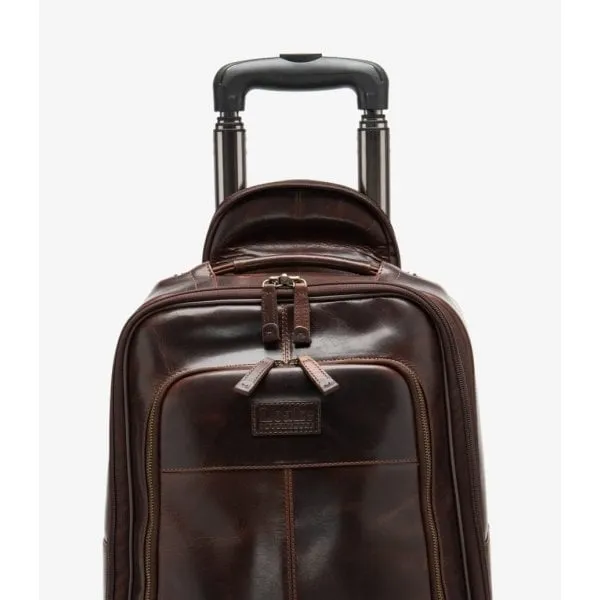 Loake Paris Leather Wheeled Suitcase in Brown