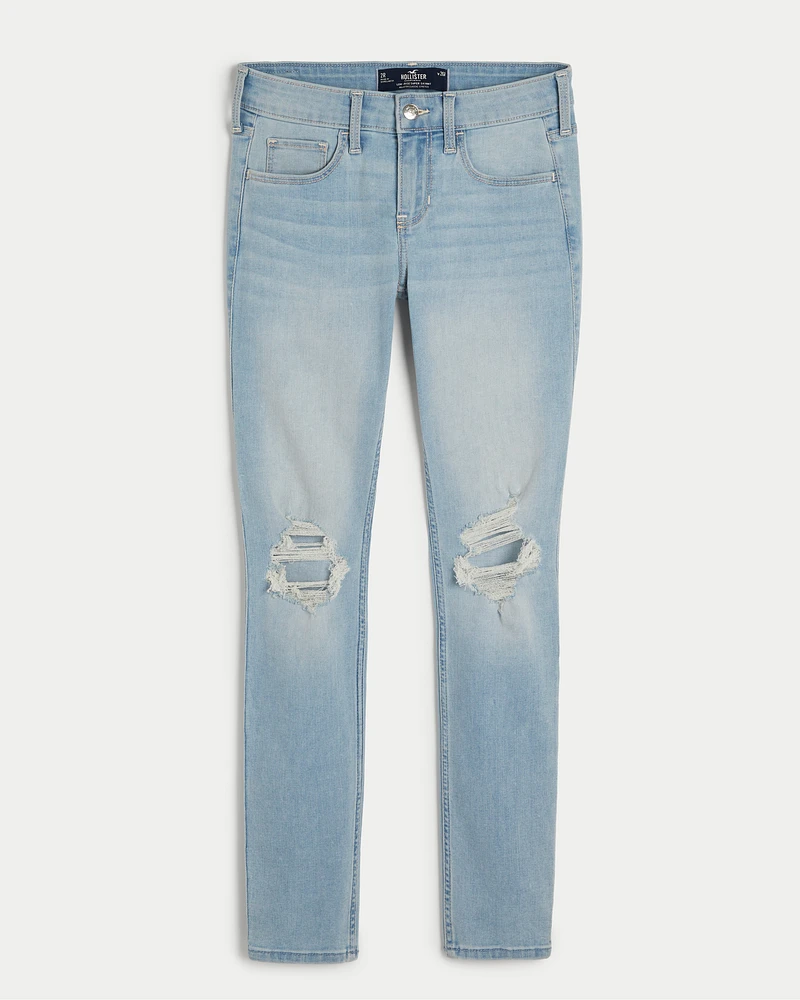 Low-Rise Ripped Light Wash Super Skinny Jeans