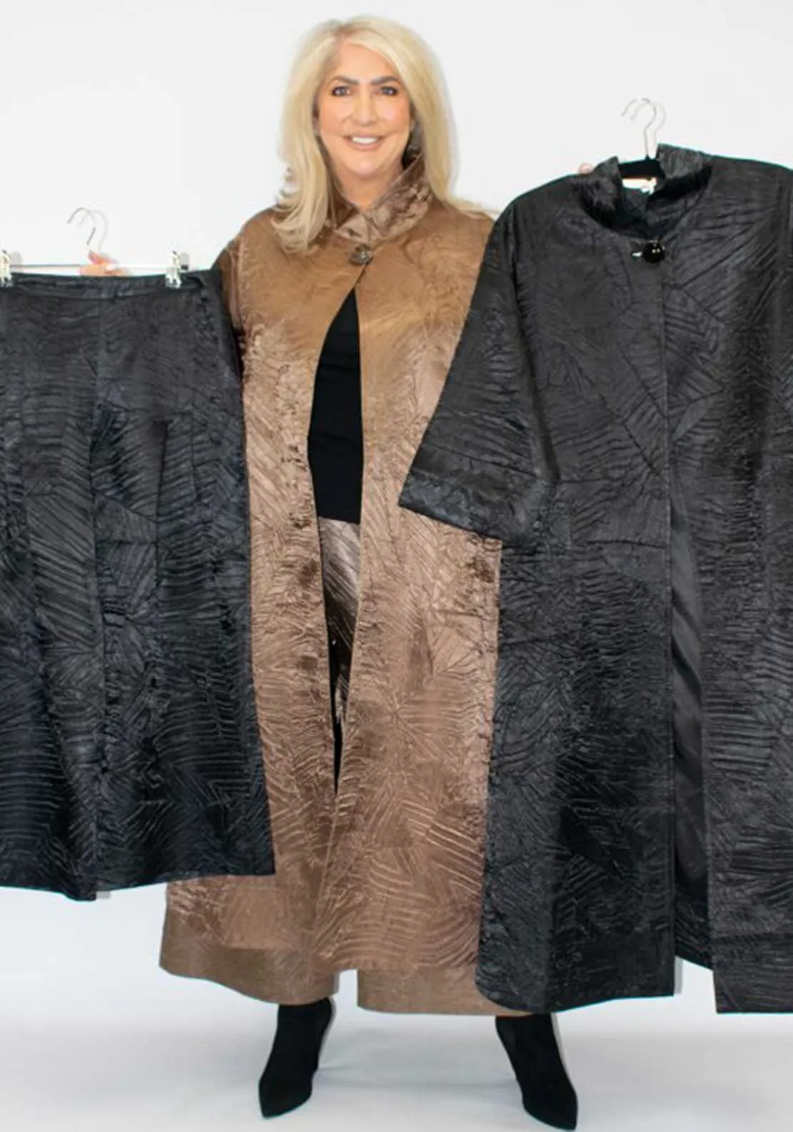 Malissa J Textured Long One Size Kimono Jacket, Bronze