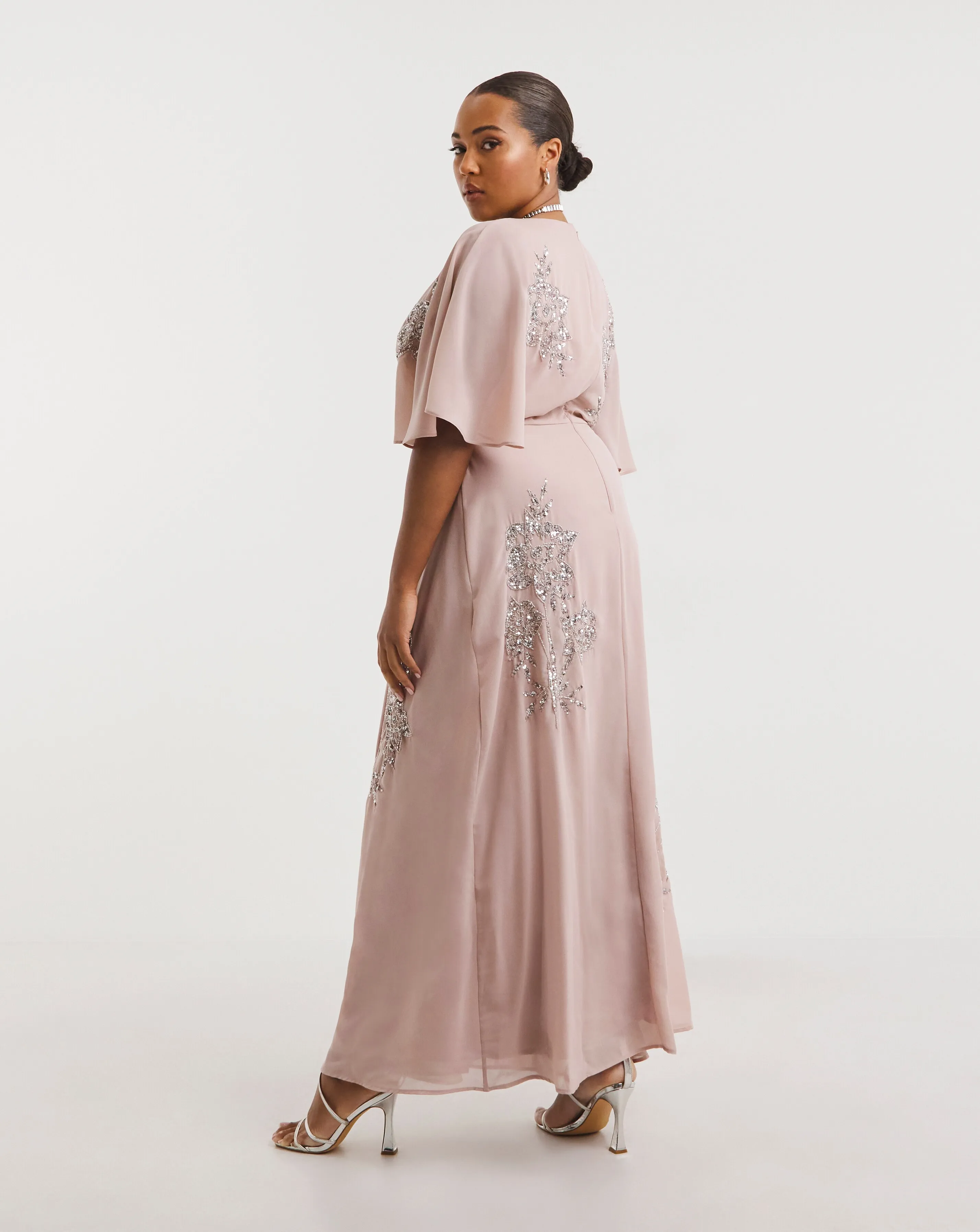 Maya Curve Floral Wrap Sequin Maxi Dress | Simply Be