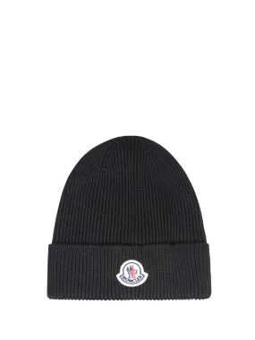 MEN MONCLER BLACK WOOL HAT