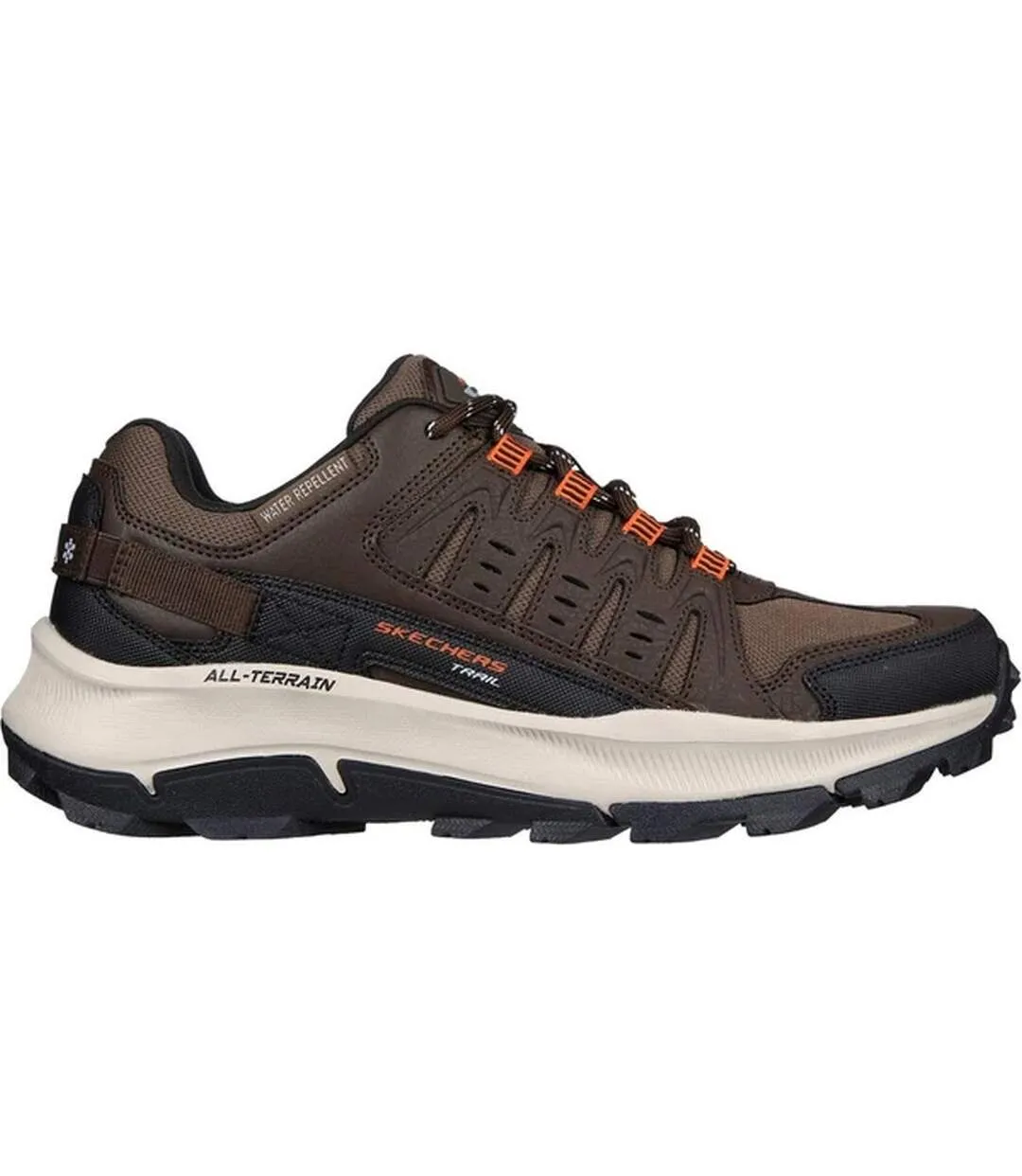 Mens equalizer 5.0 trail solix leather trainers brown/orange Skechers