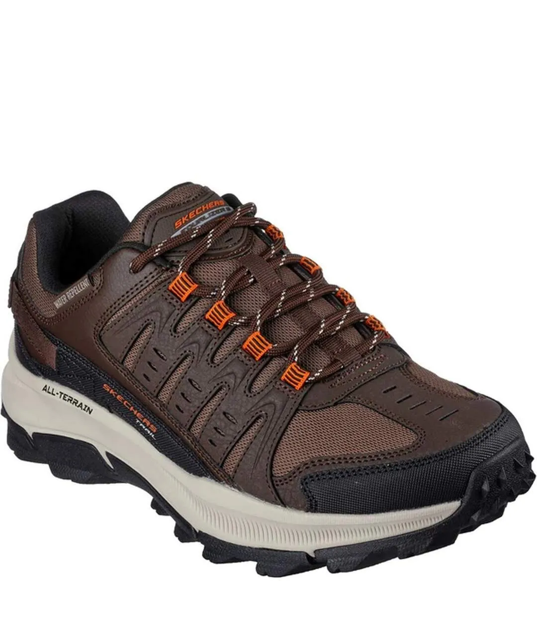 Mens equalizer 5.0 trail solix leather trainers brown/orange Skechers