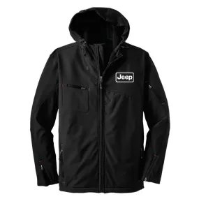 Mens Jeep Rectangle Logo Hooded Softshell Jacket - Black