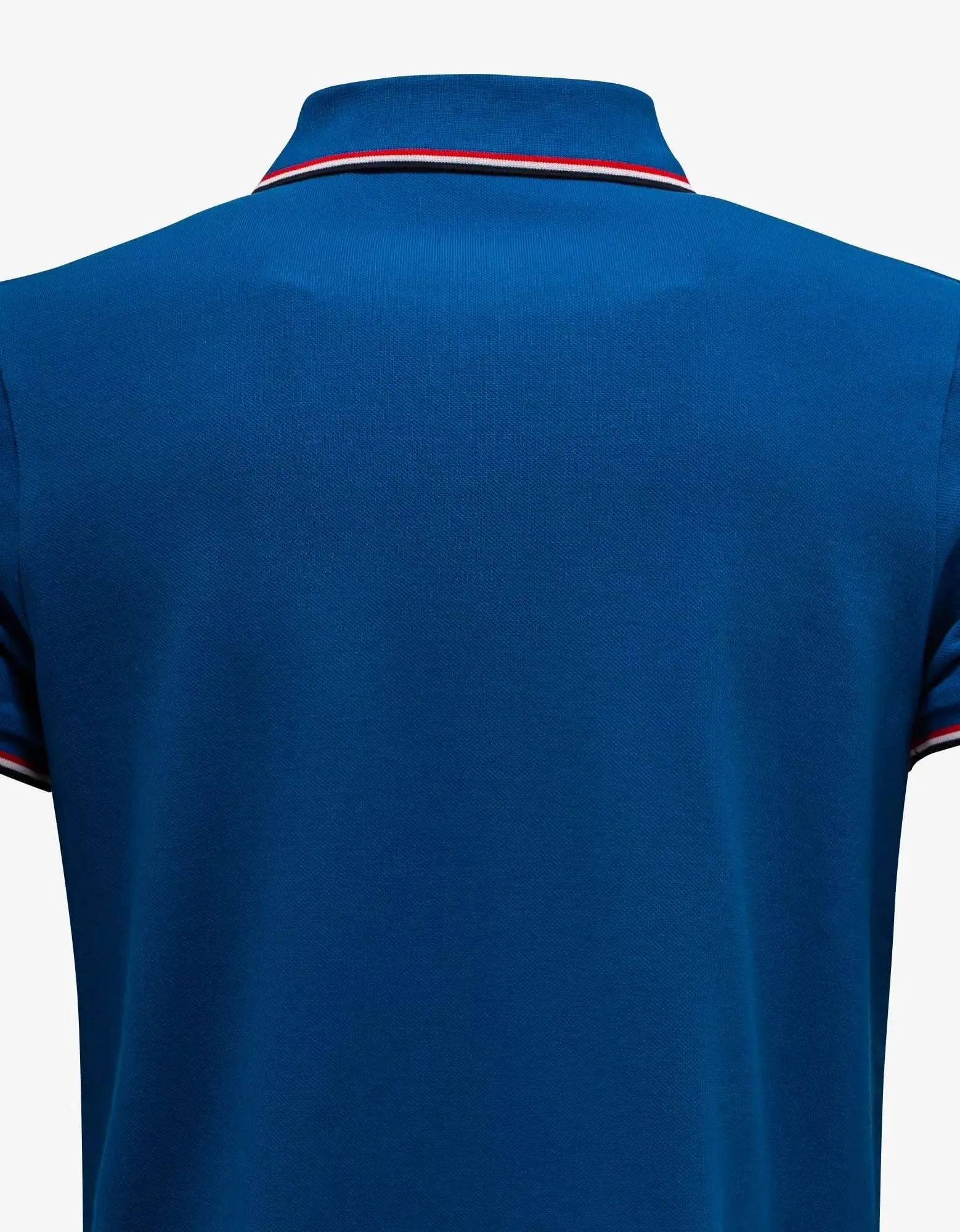 Moncler Cosmic Blue Tricolour Trim Polo T-Shirt