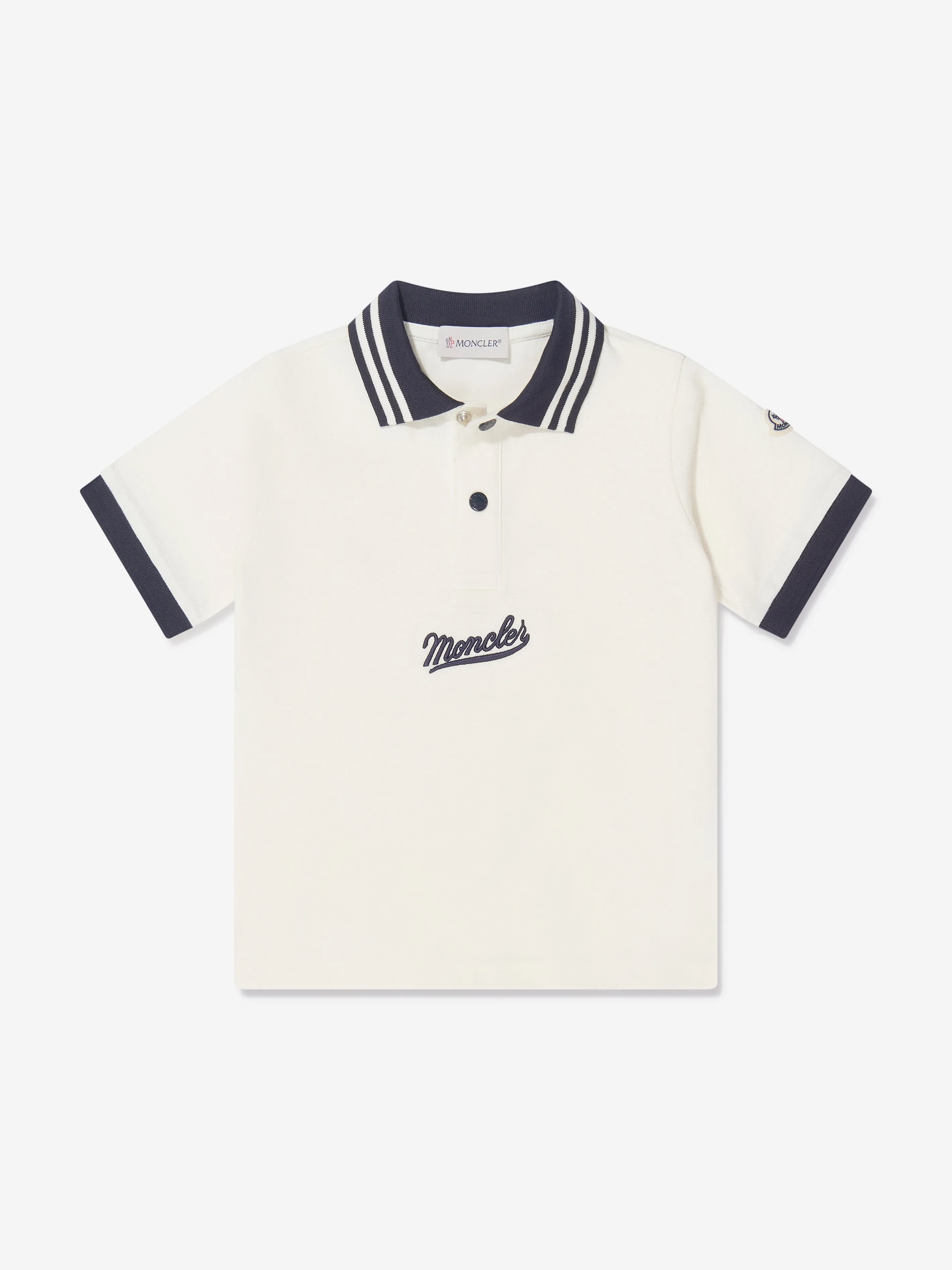 Moncler Enfant Boys Logo Polo Shirt in White