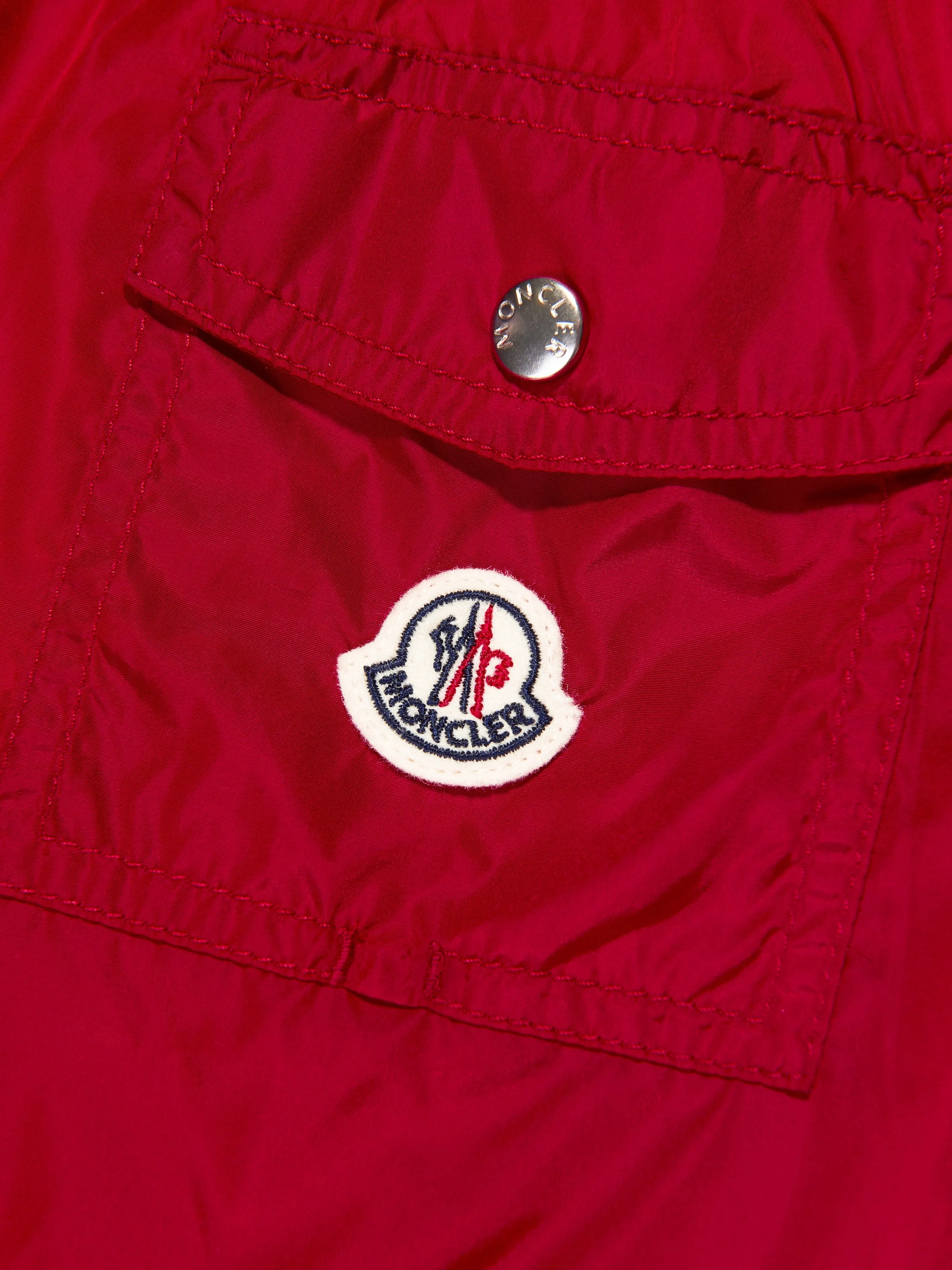 Moncler Enfant Boys Logo Swim Shorts in Red