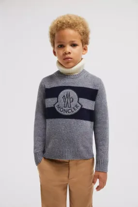 Moncler Enfant Boys Wool Knitted Jumper in Grey