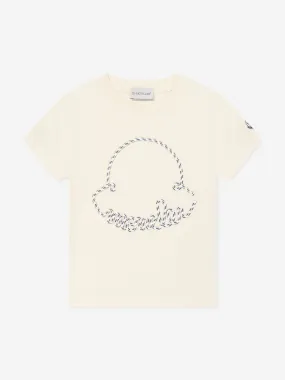 Moncler Enfant Girls Embroidered Logo T-Shirt in Ivory