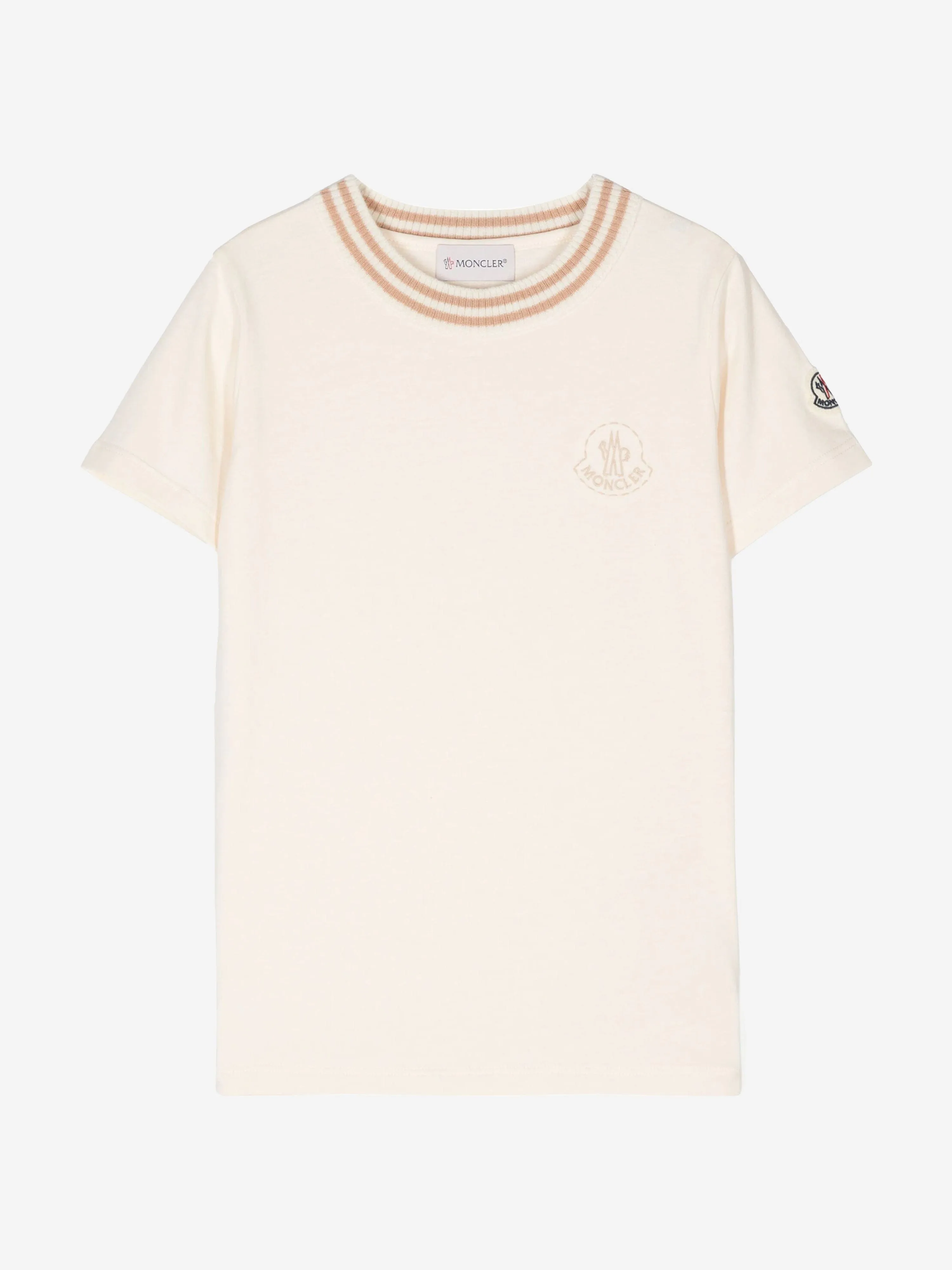 Moncler Enfant Girls Logo T-Shirt in Ivory