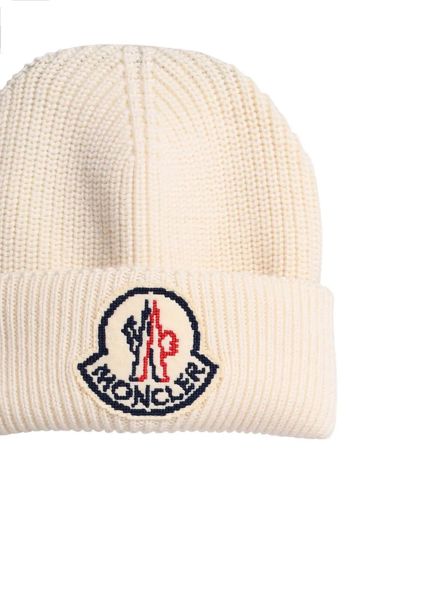 Moncler    Moncler Cream Virgin Wool Beanie