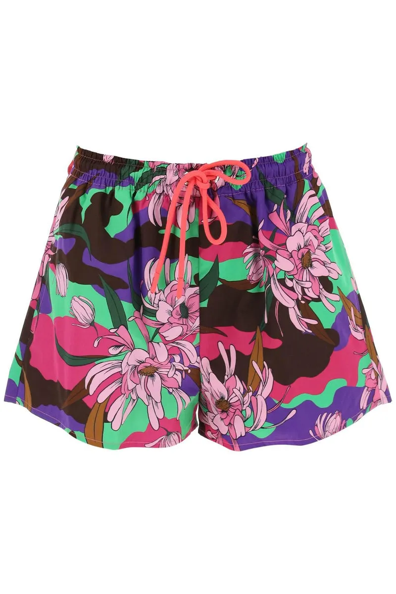 Moncler    Moncler Poplin Shorts With Floral Motif