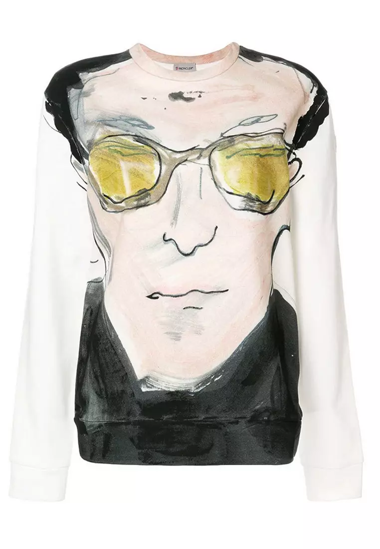 Moncler Moncler Portrait Print Sweatshirt in White