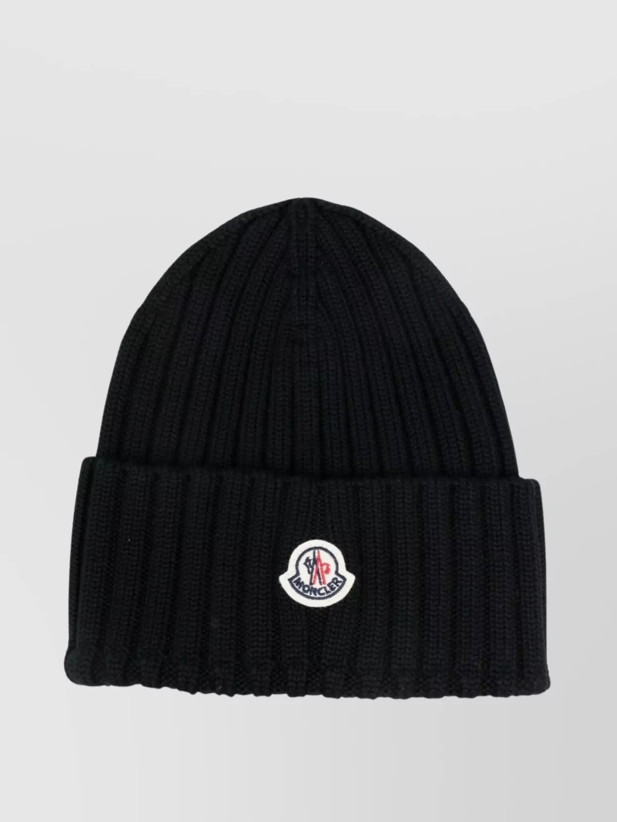 Moncler   Wool logo beanie with curved peak