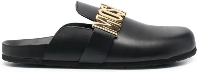 Moschino logo-lettered closed-toe sandals Black