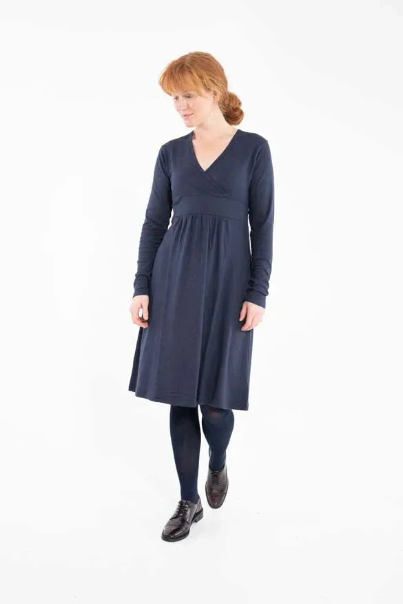 Navy fix wrap dress uk 12