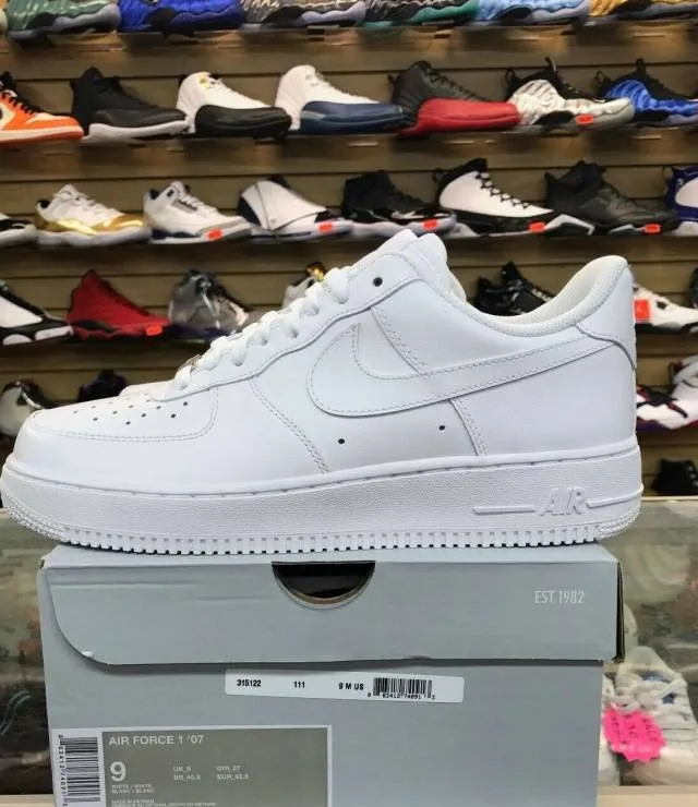 NIKE AIR FORCE 1 LOW MENS CLASSIC OG WHITE ALL LEATHER C...