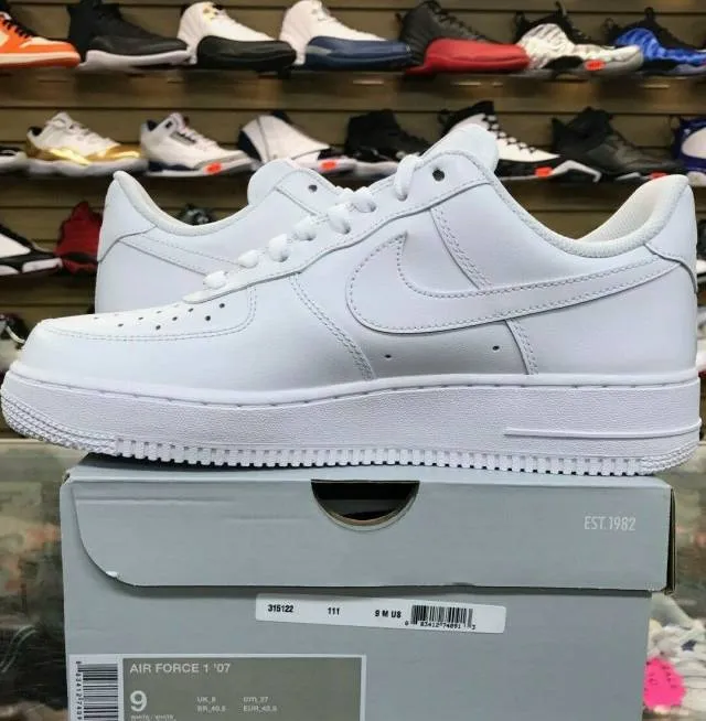 NIKE AIR FORCE 1 LOW MENS CLASSIC OG WHITE ALL LEATHER C...