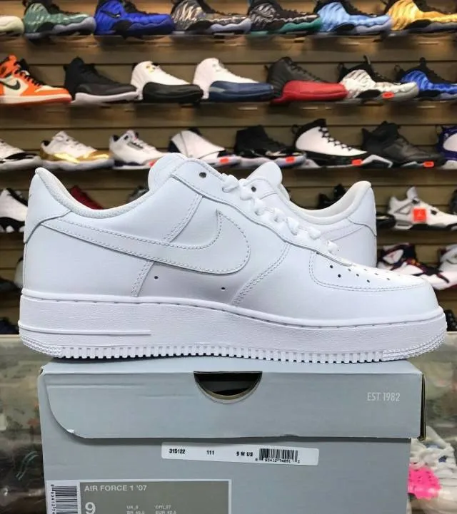 NIKE AIR FORCE 1 LOW MENS CLASSIC OG WHITE ALL LEATHER C...