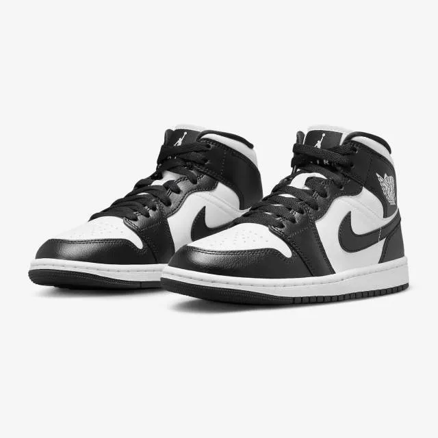 Nike Air Jordan 1 Mid (Panda/ White/ Black/ White) Men U...