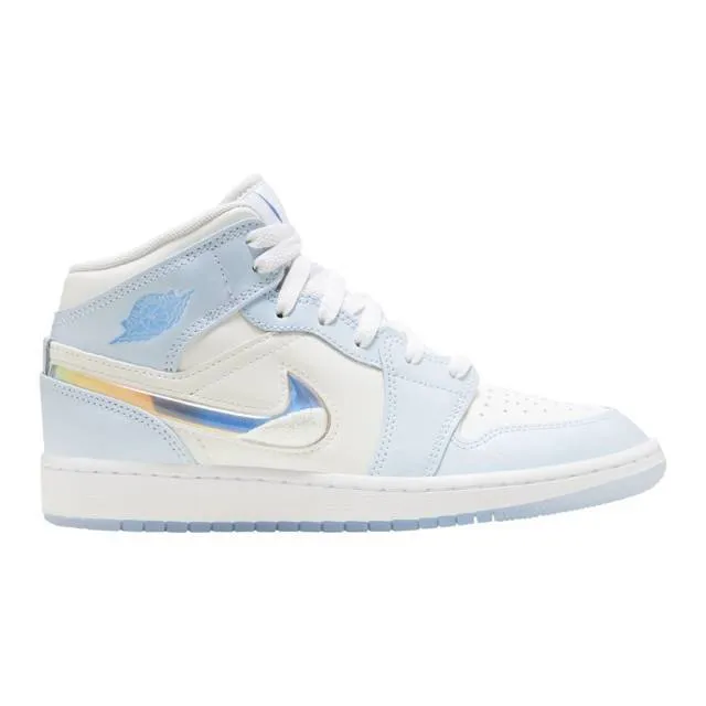 Nike Air Jordan 1 Mid SE GS (Glitter Swoosh/ Blue Tint/ ...