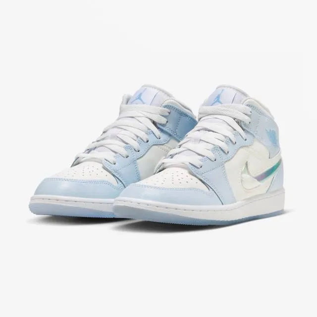 Nike Air Jordan 1 Mid SE GS (Glitter Swoosh/ Blue Tint/ ...